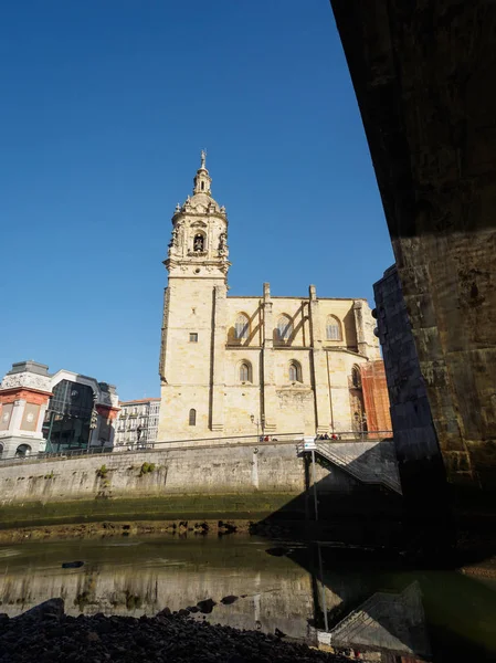 Rynku Ribera Kościół San Anton Bilbao Rzeki Kraj Basków — Zdjęcie stockowe