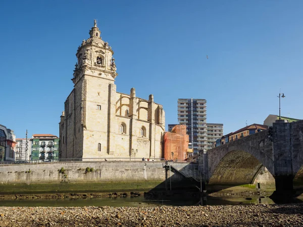 Rynku Ribera Kościół San Anton Bilbao Rzeki — Zdjęcie stockowe