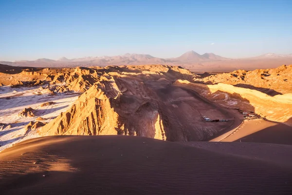 Aerial view of the Valley of the Moon in San Pedro de Atacama during sunset