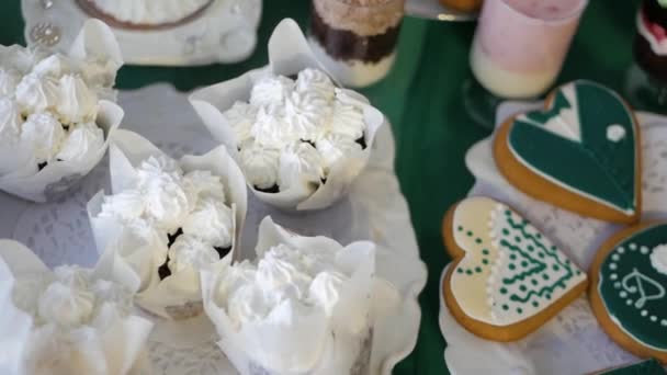 Delicioso Bar Doces Recepção Casamento Close — Vídeo de Stock