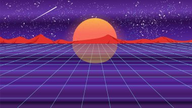 Retro Menekşe arka plan 1980'lerin tarzı