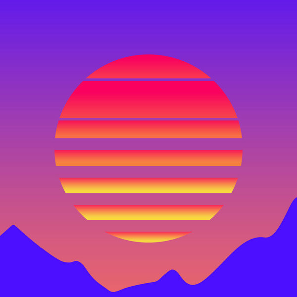 Retrowave sun 1980s style