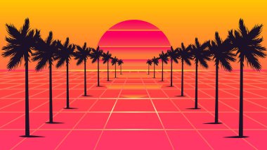 palmiye ağaçları 1980'lerin tarzı