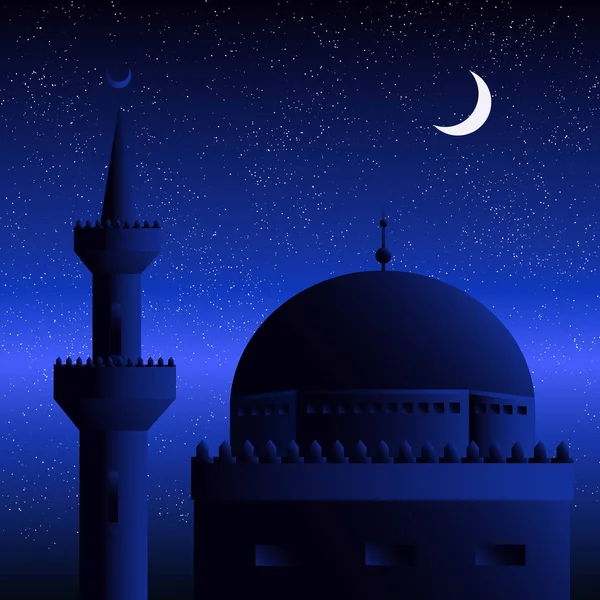 Moschee auf Mond und Sternen Gefälle Hintergrund — Stockvektor