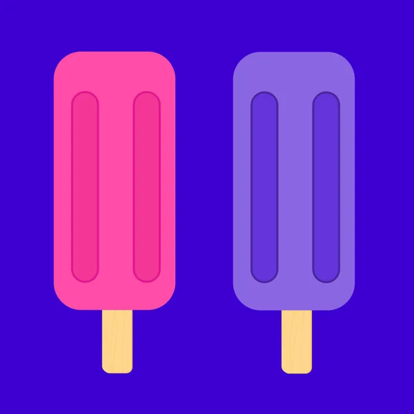 Élénk rózsaszín és lila Popsicle fagylalt — Stock Vector