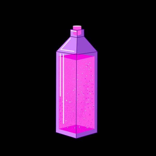 Garrafa de vidro mágico com líquido rosa — Vetor de Stock