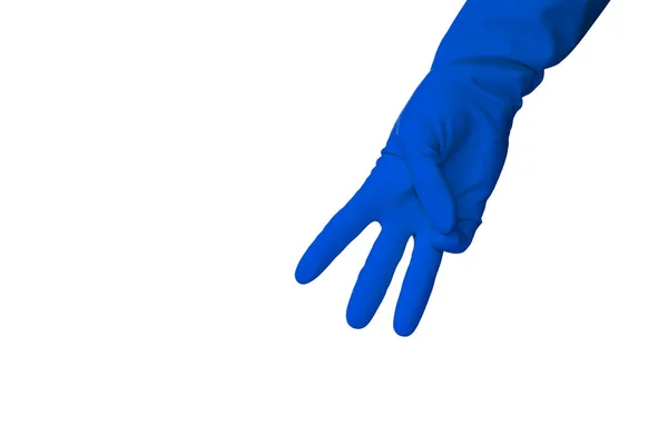 Hand Latex Handschoen Weergegeven Nummer Drie — Stockfoto