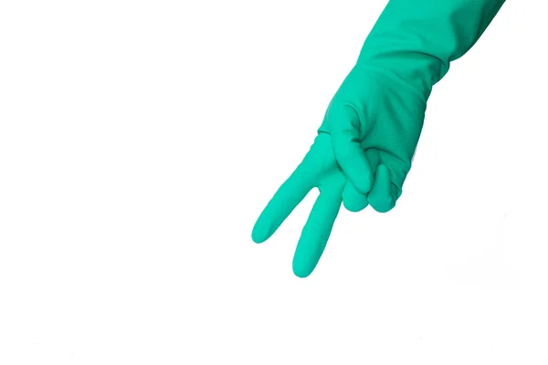 Hand Latex Glove Showing Number Two — Stock Photo, Image