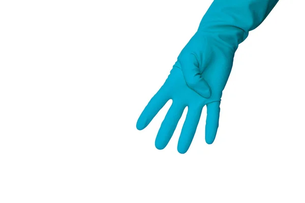 Hand Hand Atex Handschuh Mit Der Nummer Vier — Stockfoto