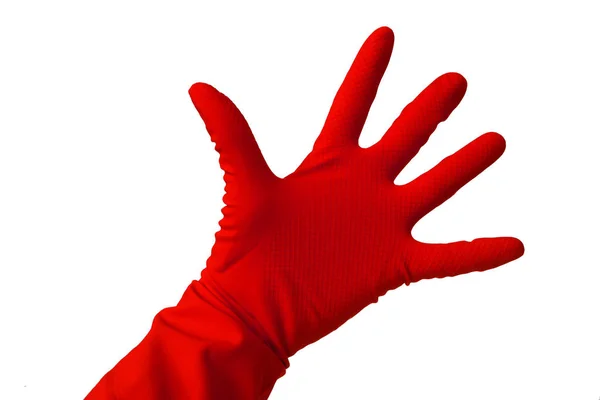 Χέρι Αριθμός Δείχνει Latex Γάντι Πέντε — Φωτογραφία Αρχείου