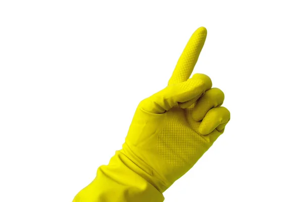 Dłoń Rękawicy Lateksowej Wyświetlone Numer Jeden — Zdjęcie stockowe