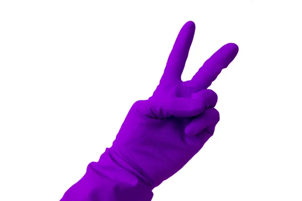 Hand Latex Glove Showing Number Two — Stock Photo, Image