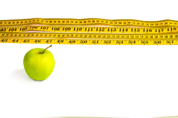 Ruban à mesurer vert pomme et blure avec centimètres et inche — Photo
