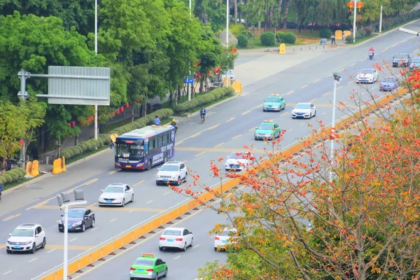 Traffic and autumn in asia