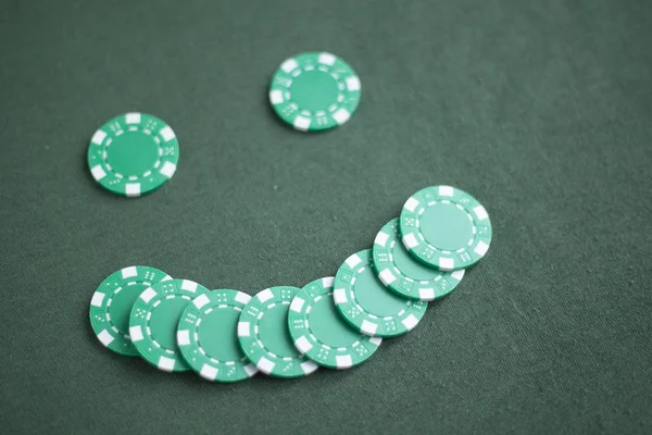 Poker Chips Aan Pokertafel Props Voor Het Spelen Van Poker — Stockfoto