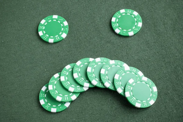 Poker Chips Aan Pokertafel Props Voor Het Spelen Van Poker — Stockfoto