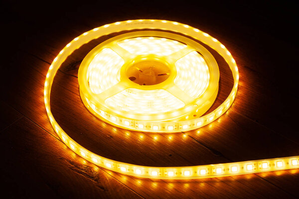 a coil of LED decorative strip to illuminate niches in the house