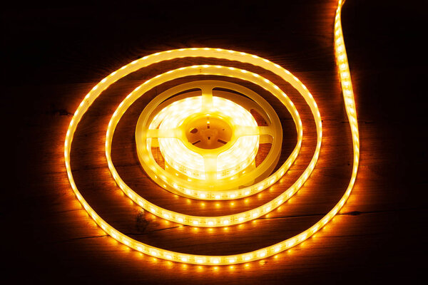 a coil of LED decorative strip to illuminate niches in the house