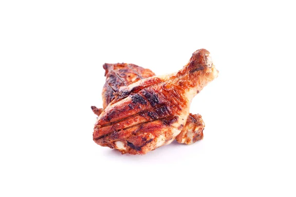 Beyaz bir arka plan üzerinde güzel kavrulmuş tavuk baget, ızgara tavuk bacakları izole — Stok fotoğraf