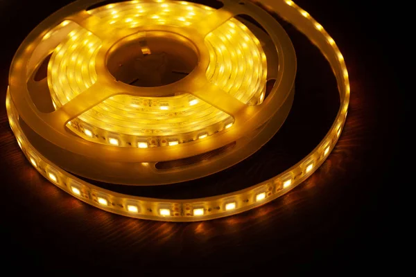 Led silicon shining strip in coil. Diode lights — Stock Photo, Image