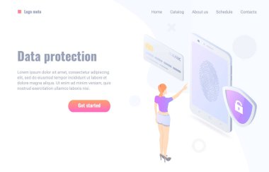 Ödeme parmak izi güvenlik kavramı düz vektör çizim