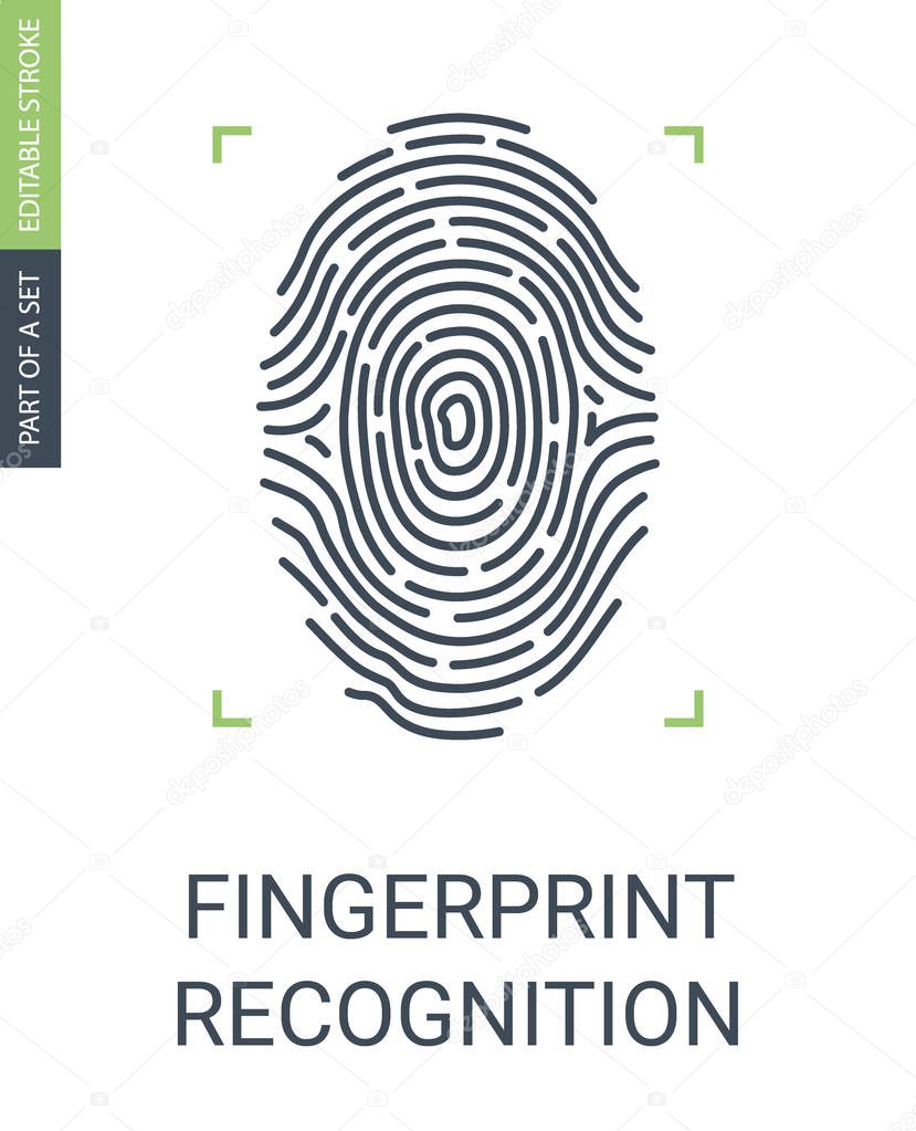 Fingerprint recognition or biometric data access icon