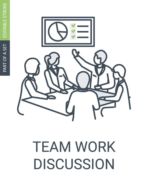 Team work discussion icon, business conference icon — Stock Vector