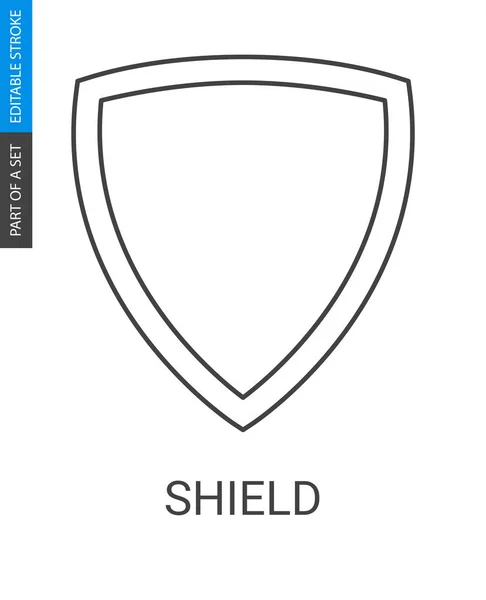 Icono del escudo. Símbolo vectorial de escudo en estilo de contorno . — Vector de stock