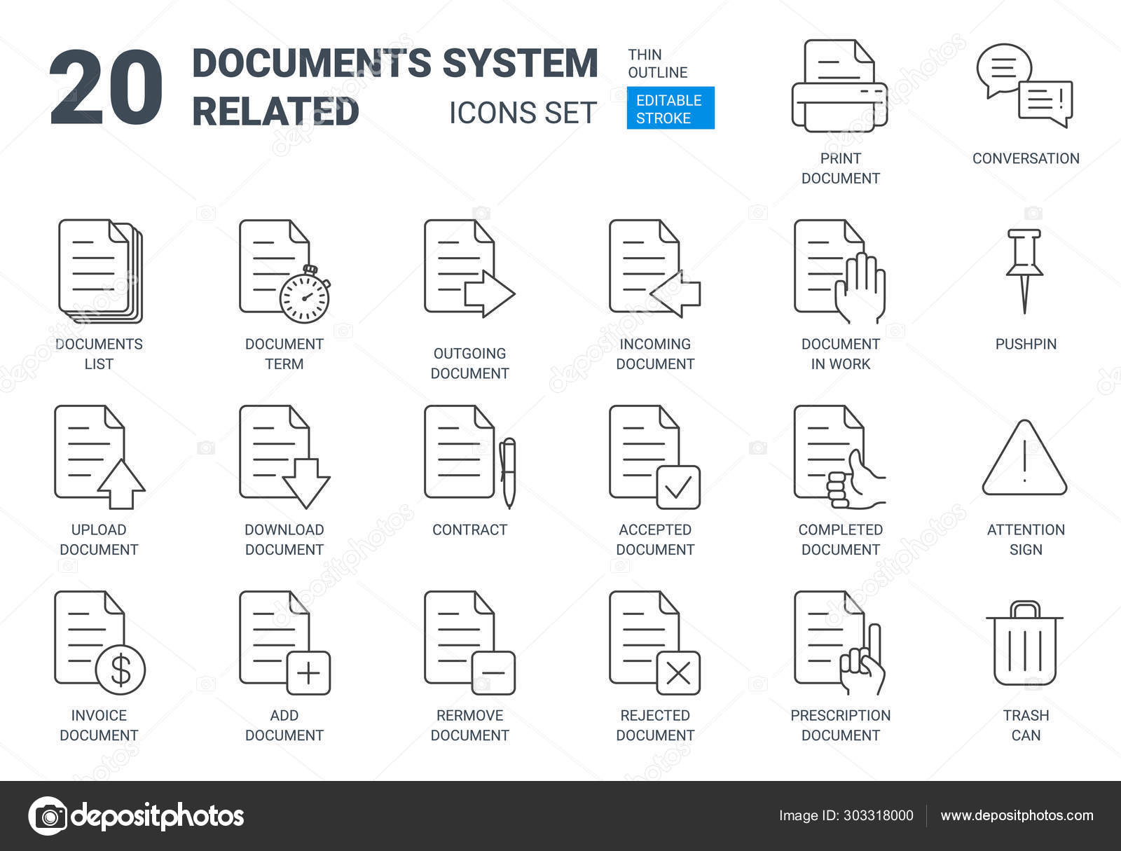 Catalogue icons set. Outline set of catalogue vector icons for web