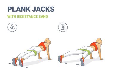 Kız Plank Jacks Kilo Verme Egzersizi Renkli Konsept