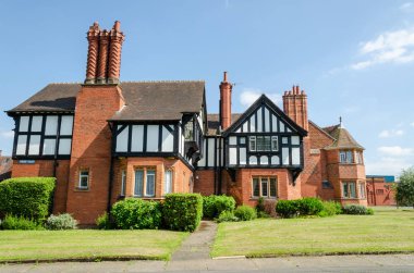 Port Sunlight, İngiltere: 6 Haziran 2018: bitişik kolu Bros sabun fabrikasının işçileri ev inşa bir model köy. Mimar styling özetin özeti İngilizce olarak tasarlanmış tek tek her evim.