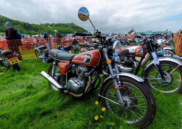 Motor fietsen tentoongesteld op het Llandudno transport Festival 2019. — Stockfoto