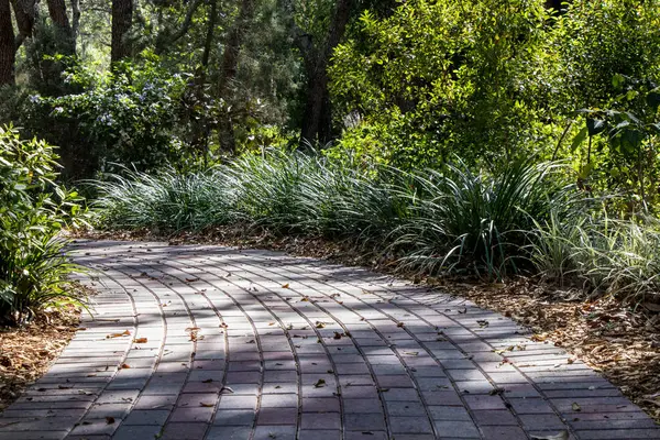 Garden Path is paved with bricks — Stock Photo, Image
