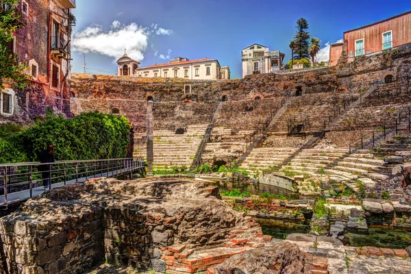 Oude Romeinse theater in catania — Stockfoto