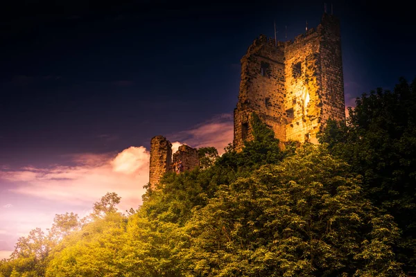 Drachenfels Konigswinter Rheine Siebengebirge Almanya ünlü harabe — Stok fotoğraf