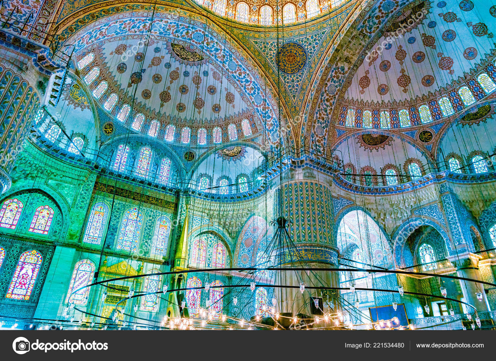 Interior Of The Blue Mosque Istanbul Turkey Stock