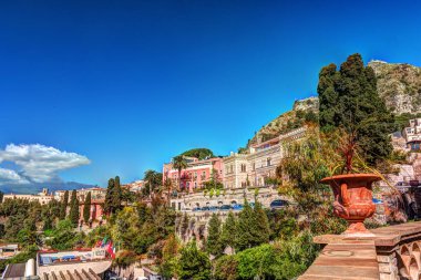 Taormina - Sicilya, Italia ünlü tatil görünümü.