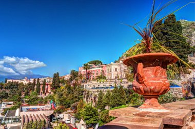 Taormina - Sicilya, Italia ünlü tatil görünümü.