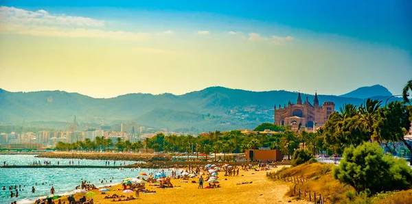 Weergave van het strand van Palma de Mallorca — Stockfoto