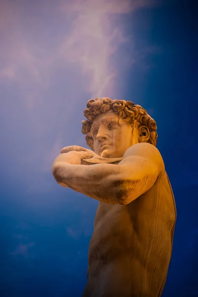La estatua de David de Miguel Ángel en la Piazza della Signoria de Florencia — Foto de Stock