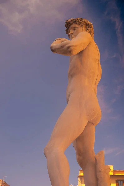 La estatua de David de Miguel Ángel en la Piazza della Signoria de Florencia — Foto de Stock