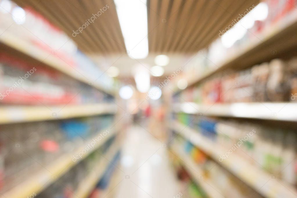 Abstract supermarket grocery store blurred defocused background