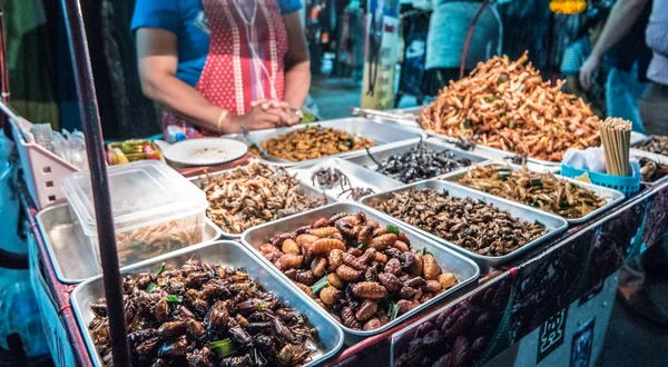 Fried owady na ulicach Bangkoku, Tajlandia — Zdjęcie stockowe