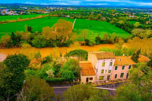 Vista aerea dall'alto della città di Beziers architettura dall'alto, Sud della Francia — Foto Stock