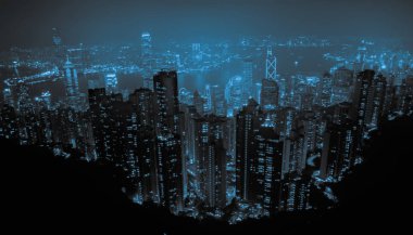 Hong Kong, Çin şehir manzarası yukarıdan izlendi