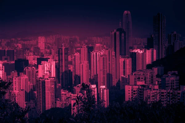 Vista del horizonte de Hong Kong desde Victoria Peak — Foto de Stock