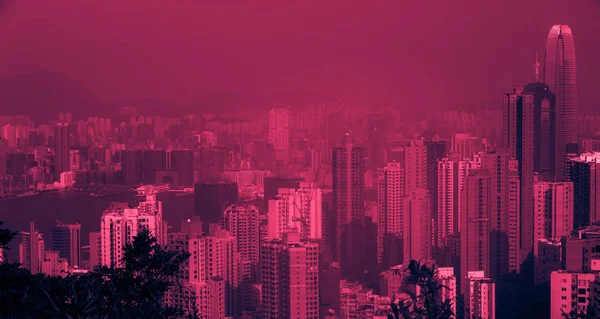 Vista del horizonte de Hong Kong desde Victoria Peak — Foto de Stock