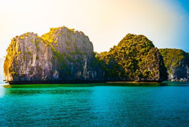 Vietnam halong bay güzel günbatımı manzara