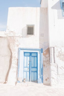 Geleneksel eski boyalı kapı bir tarihi bölge veya Medine, Tunisia.