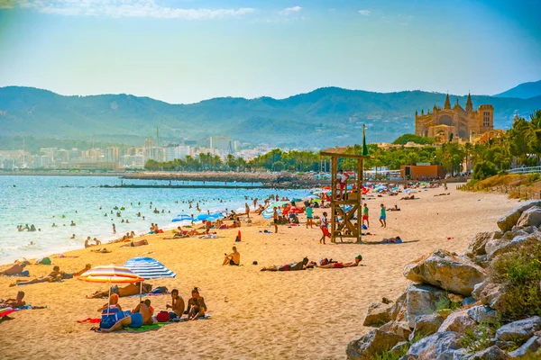 Weergave van het strand van Palma de Mallorca — Stockfoto